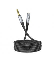 Подовжувач HOCO UPA20 DC3.5 тато-мама 1.0м, GOLD Stereo Jack, (круглий) Black cable, Box