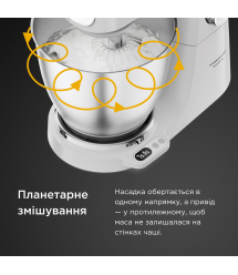 Kenwood Кухонная машина, 1200Вт, чаша-металл, корпус-металл, насадок-3, белый