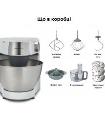 Kenwood Кухонная машина Prospero, 1000Вт, чаша-металл, корпус-пластик, насадок-5, белый