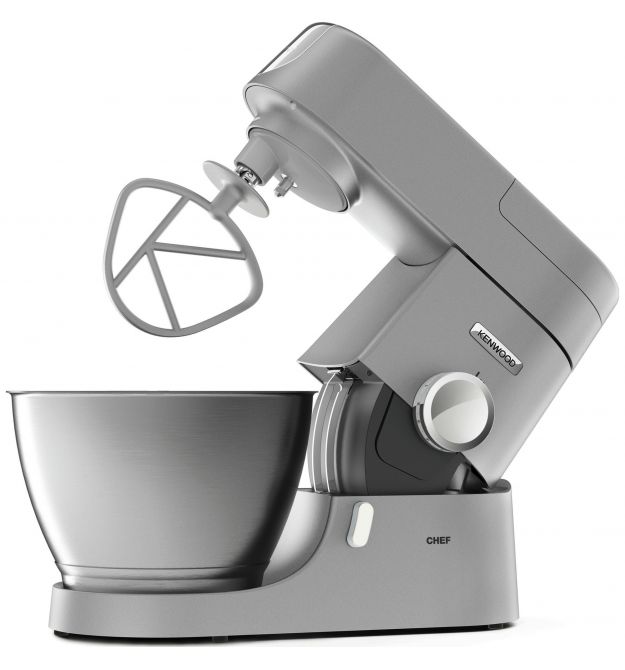 Kenwood Кухонная машина Chef, 1000Вт, чаша-пластик, корпус-металл, насадок-3, серебристый