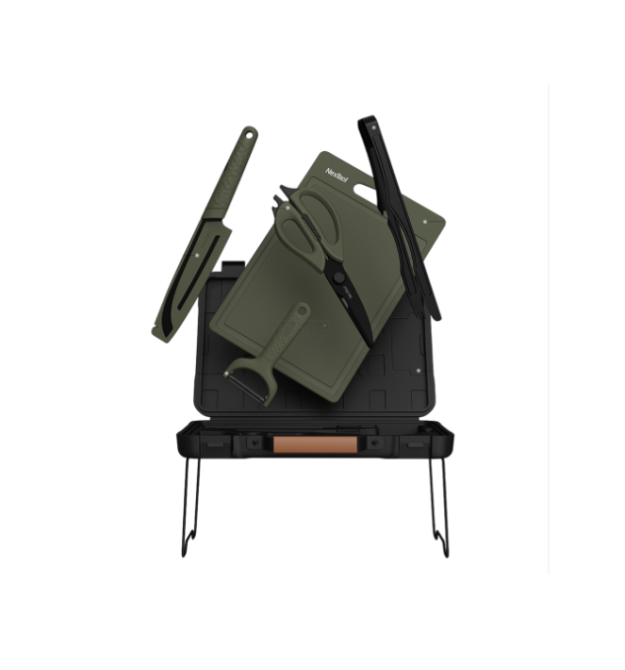 Набір із 6 предметів СВ20261 для барбекю, щипці, ножиці, дошка, ніж, очищення, кейс - столик