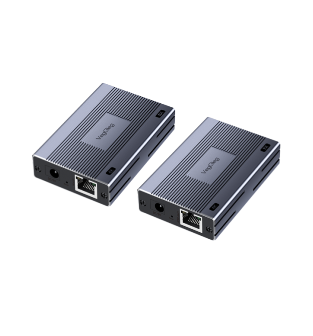 Активний VEGGIEG V-HE120 HDMI 2*1 конвертер 60m, HDMI 1080P, LAN CAT 5E - 6At, Grey, Box