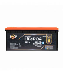 Аккумулятор LP LiFePO4 25,6V - 230 Ah (5888Wh) (BMS 200A/100А) пластик Smart BT