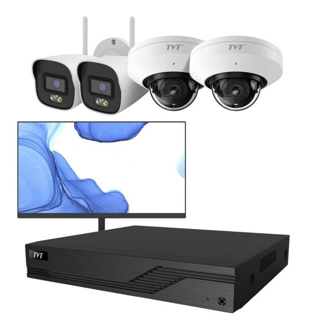 Комплект IP-відеонагляду на 4 камери з монітором TVT IP-Video Kit 4x5Mp (D-B) WiFi Monitor
