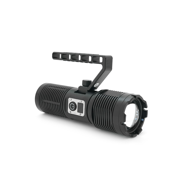 Ліхтар пошуковий BP-2303 LED PM60, 5 режимів, індикація заряду, живлення від 3*18650, IP65, кабель USB, 255х145х65мм, 0,860кг, B