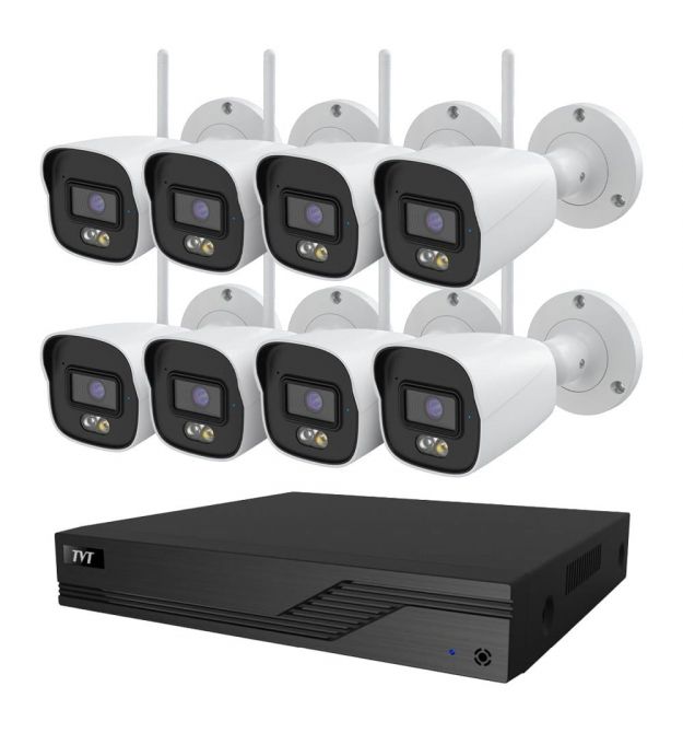 Комплект IP-відеонагляду на 8 камер TVT IP-Video Kit 8x5Mp (B) WiFi: 8 циліндричних 5Mp W