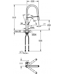 Grohe Смеситель для кухни Viamo, дл.излива - 235мм, поворотный/гибкий, 1рычаг, хром