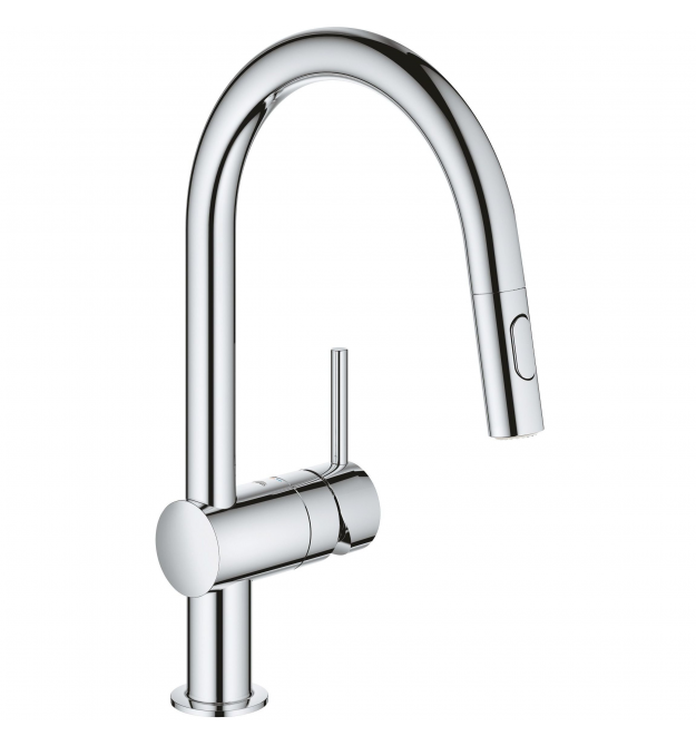 Grohe Смеситель для кухни Vento Dual Spray, дл.излива - 223мм, поворотный/вытяжной, 1рычаг, хром