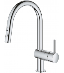 Grohe Смеситель для кухни Vento Dual Spray, дл.излива - 223мм, поворотный/вытяжной, 1рычаг, хром