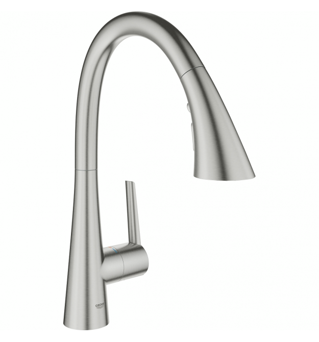 Grohe Смеситель для кухни Scala, дл.излива - 231мм, поворотный/вытяжной, 1рычаг, супер сталь