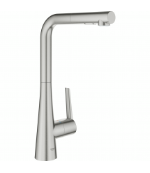 Grohe Смеситель для кухни Scala, дл.излива - 205мм, поворотный/вытяжной, 1рычаг, супер сталь