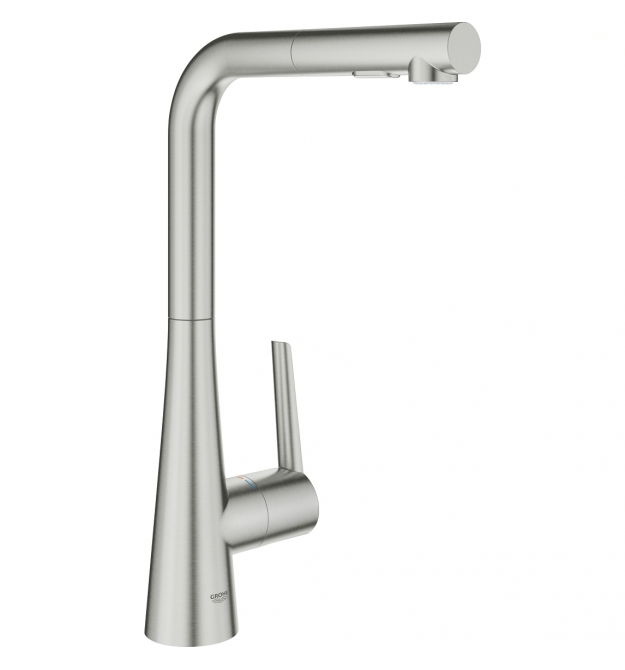 Grohe Смеситель для кухни Scala, дл.излива - 205мм, поворотный/вытяжной, 1рычаг, супер сталь