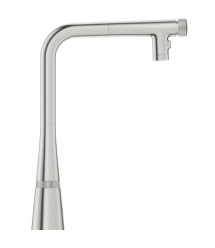 Grohe Смеситель для кухни Scala, дл.излива - 200мм, поворотный, вытяжной, вентиль + кнопка, супер сталь