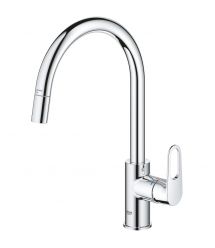 Grohe Смеситель для кухни QuickFix Start Flow, дл.излива - 215мм, поворотный/вытяжной, 1рычаг, хром