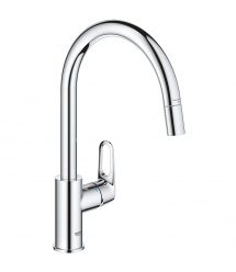 Grohe Смеситель для кухни QuickFix Start Flow, дл.излива - 215мм, поворотный/вытяжной, 1рычаг, хром
