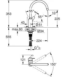 Змішувач для кухні Grohe Get 224мм (31494001)