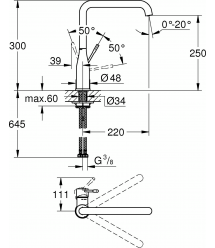 Grohe Смеситель для кухни Essence, дл.излива - 220мм, поворотный, 1рычаг, прохладный восход солнца