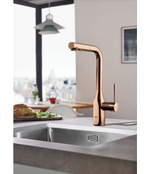 Grohe Смеситель для кухни Essence, дл.излива - 204мм, поворотный/вытяжной, 1рычаг, матовый теплый закат