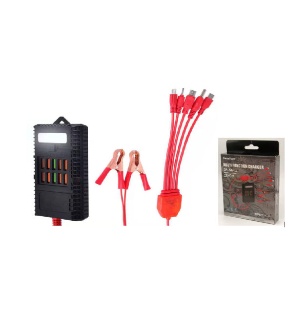 Портативний HUB ZS-09 із крокодилами на 10*USB2.0 (3A-5А), led, живлення 12В, Black, Box
