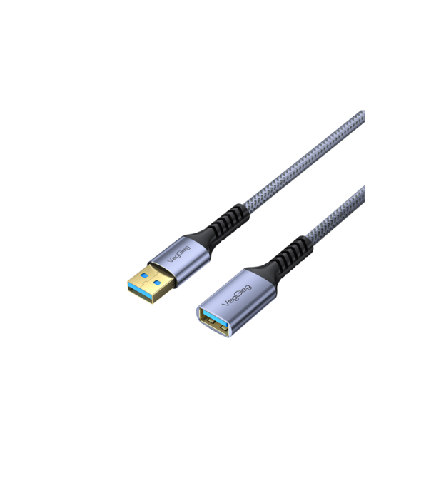 Кабель VEGGIEG V-U348, AM - AF, USB3.0, Gray, довжина 2м, Box