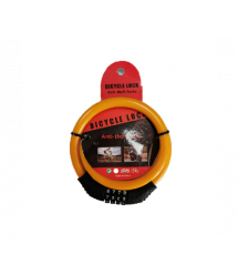 Замок велосипедний тросовий кодовий BG-202, довжина 12*600мм, АBS - сталевий дріт, Orange