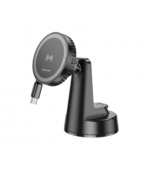 Автотримач BOROFONE BH208 + Wireless Charging 15W, кріплення на торпеду, клямка 50-90мм, Black, Box