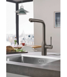 Grohe Смеситель для кухни Essence, дл.излива - 204мм, поворотный/вытяжной, 1рычаг, матовый графит