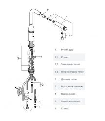 Grohe Смеситель для кухни Essence Smart Control, дл.излива - 199мм, поворотный/вытяжной, вентиль/кнопка, теплый закат