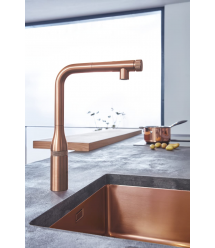 Grohe Смеситель для кухни Essence Smart Control, дл.излива - 199мм, поворотный/вытяжной, вентиль/кнопка, матовый теплый закат