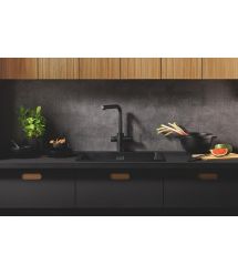 Grohe Смеситель для кухни Blue Pure Minta, длина излива - 223мм, поворотный/вытяжной, 2 воды, фантомный черный