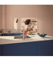 Grohe Смеситель для кухни Blue Pure Minta, дл.излива - 223мм, поворотный/вытяжной, 1+1фильтр, супер сталь