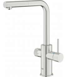 Grohe Смеситель для кухни Blue Pure Minta, дл.излива - 223мм, поворотный/вытяжной, 1+1фильтр, супер сталь