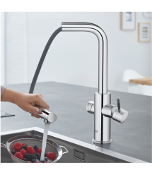 Grohe Смеситель для кухни Blue Home, дл.излива - 223мм, поворотный, вытяжной, 1 рычаг + сенсор, хром