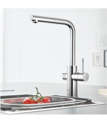 Grohe Смеситель для кухни Blue Home, дл.излива - 223мм, поворотный, вытяжной, 1 рычаг + сенсор, хром