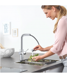 Grohe Смеситель для кухни Blue Home, дл.излива - 223мм, поворотный, вытяжной, 1 рычаг + сенсор, хром