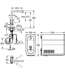 Grohe Смеситель для кухни Blue Home, дл.излива - 223мм, поворотный, вытяжной, 1 рычаг + сенсор, хром