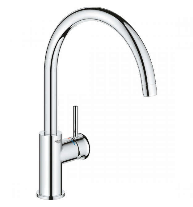 Grohe Смеситель для кухни BauClassic, дл.излива - 223мм, поворотный, 1рычаг, хром