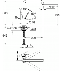 Grohe Смеситель для кухни Accent, дл.излива - 220мм, поворотный, 1рычаг, супер сталь