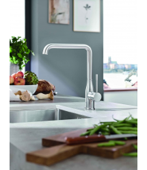 Grohe Смеситель для кухни Accent, дл.излива - 220мм, поворотный, 1рычаг, супер сталь
