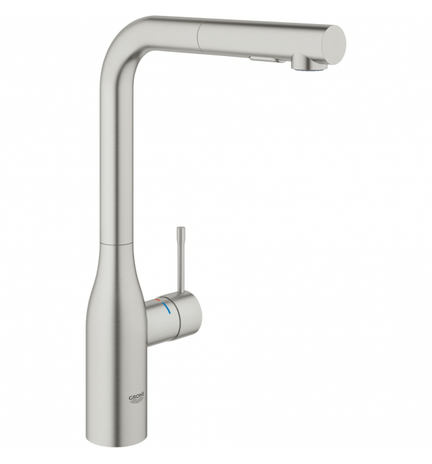 Grohe Смеситель для кухни Accent, дл.излива - 204мм, поворотный/вытяжной, 1рычаг, супер сталь