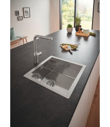 Grohe Смеситель для кухни Accent, дл.излива - 204мм, поворотный/вытяжной, 1рычаг, супер сталь