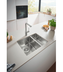 Grohe Смеситель для кухни Accent, дл.излива - 204мм, поворотный/вытяжной, 1рычаг, супер сталь