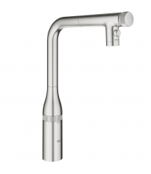 Grohe Смеситель для кухни Accent Smart Control, дл.излива - 201мм, поворотный/вытяжной, вентиль/кнопка, супер сталь