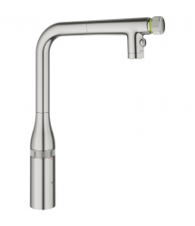 Grohe Смеситель для кухни Accent Smart Control, дл.излива - 201мм, поворотный/вытяжной, вентиль/кнопка, супер сталь