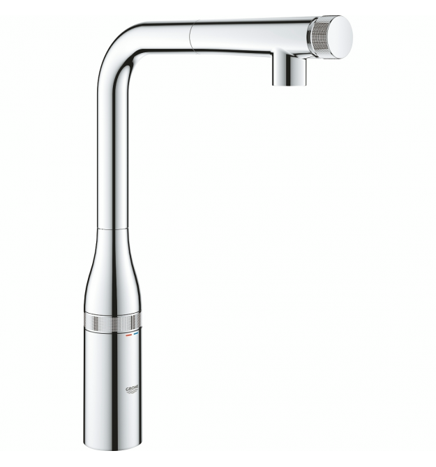 Grohe Смеситель для кухни Accent Smart Control, дл.излива - 199мм, поворотный/вытяжной, вентель/кнопка, хром
