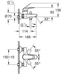 Grohe Смеситель для ванны Swift дл. излива - 168мм, неповоротный, 1 рычаг, хром