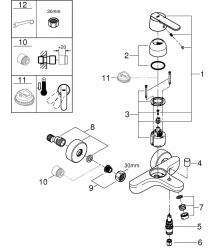 Grohe Смеситель для ванны Get дл. излива - 164мм, неповоротный, 1 рычаг, хром