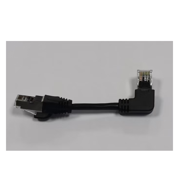 Патч-корд литий UTP, RJ45(прямий - кутовий), неекранований, UTP5e 0.125m,patch D-4.9mm AWG26 1x90 CU,чорний, Q200