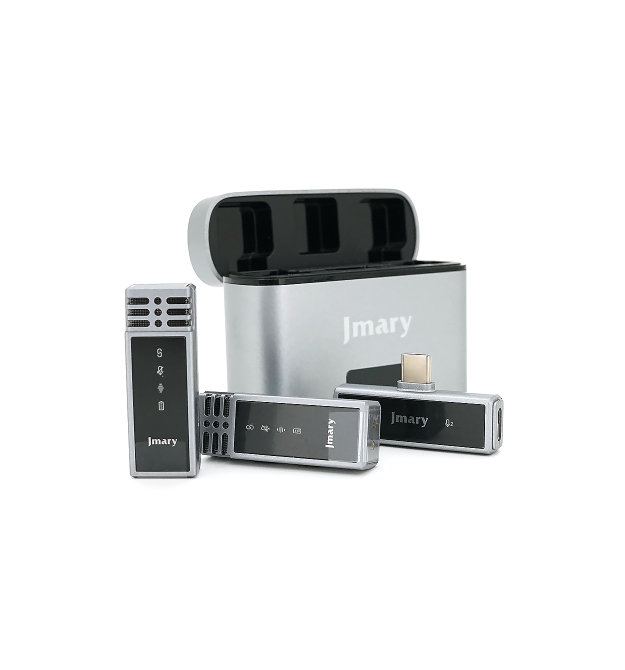 Петличний бездротовий мікрофон Jmary MW-15 (2шт)+ кейс, роз&aposєм Type-C, вбудований акумулятор 70 mAh, Silver, Box