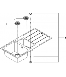 Grohe Мойка кухонная K500, нерж.cталь, прямоуг., с крылом, 1000x500x200мм, чаша - 2, врезная, нержавеющая сталь